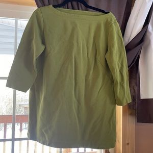 Women’s J. Jill green boatneck 3/4 sleeve Ponte tunic top size Med